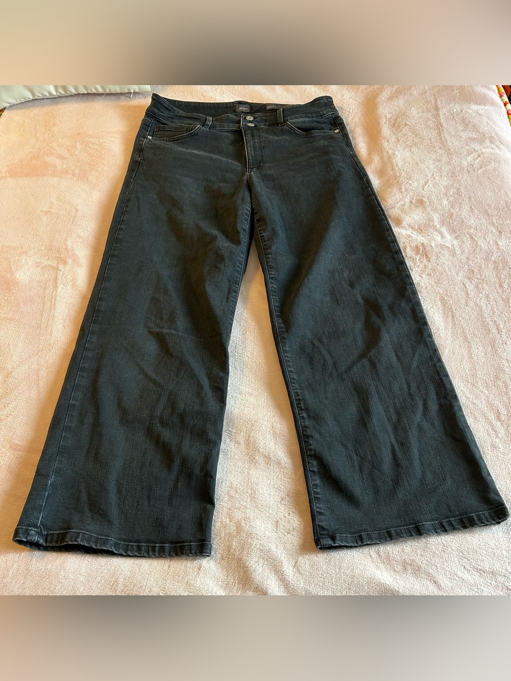 J. Jill Denim high rise full leg charcoal jeans double button closure size 12P